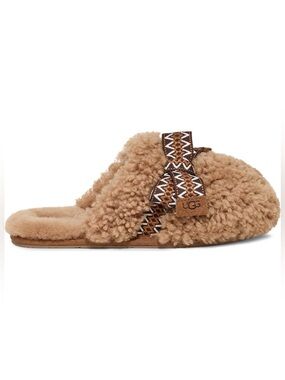 UGG Maxi Curly Sister Slide Slippers in Chestnut Brown NWOB